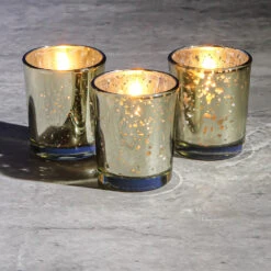 Richland Metallic Gold Mercury Votive Holders Set Of 12 -Candle Decorations 1149 8168