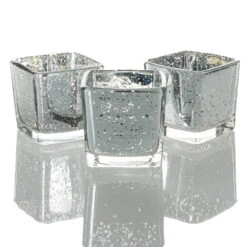 Richland Silver Mercury Square Votive Holder Set Of 12