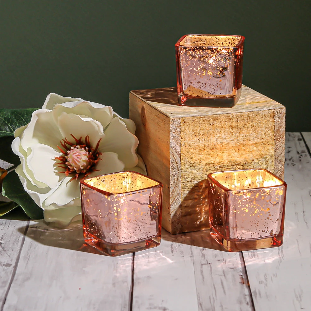 Richland Rose Gold Mercury Square Votive Holder Set Of 12 4 Richland Rose Gold Mercury Square Votive Holder Set Of 12 - Image 2