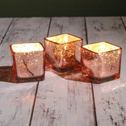 Richland Rose Gold Mercury Square Votive Holder Set Of 12 7 Richland Rose Gold Mercury Square Votive Holder Set Of 12 -Candle Decorations 1157 8115