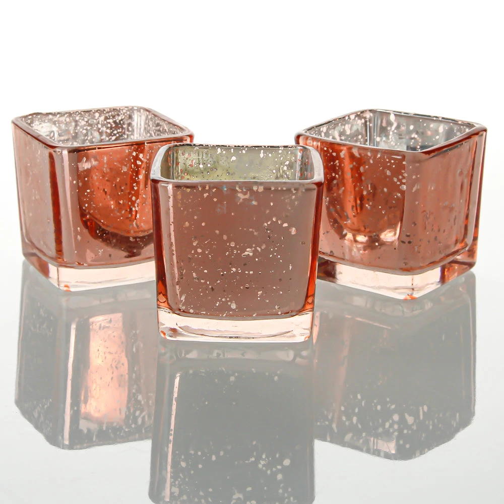 Richland Rose Gold Mercury Square Votive Holder Set Of 12 3 Richland Rose Gold Mercury Square Votive Holder Set Of 12