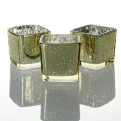 Richland Metallic Gold Mercury Square Votive Holder Set Of 72