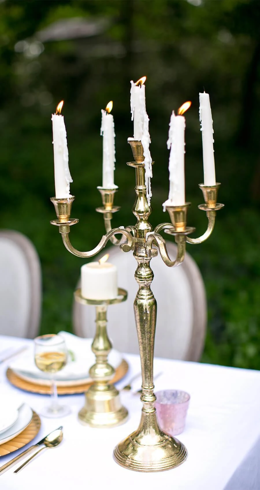 Gold Moretti Candelabra 25in 3 Gold Moretti Candelabra 25in