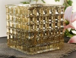 Gold Mercury Mosaic Glass Cube 6" - Square Vase & Candle Holder 8 Gold Mercury Mosaic Glass Cube 6" - Square Vase & Candle Holder -Candle Decorations 2013 09 04 1757 edited 1