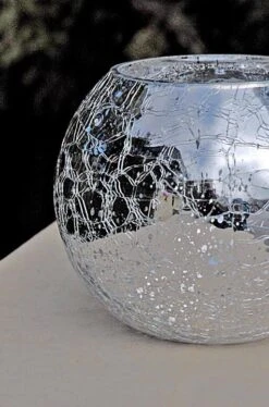 Mercury Glass Silver Ivy Bowl 4.75" X 6.25"