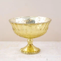 Gold Mercury Glass Compote 7" X 5.25"