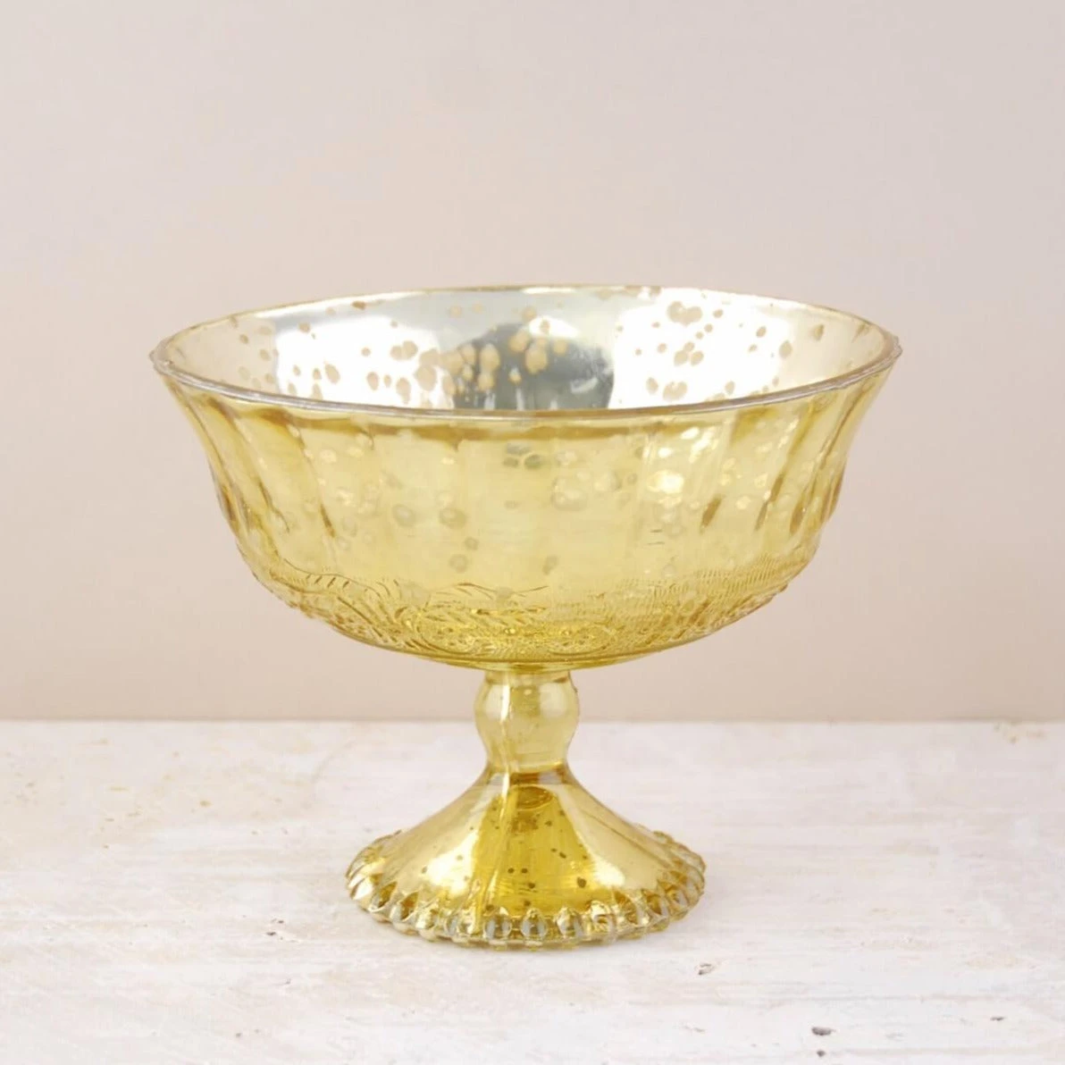 Gold Mercury Glass Compote 7" X 5.25" 3 Gold Mercury Glass Compote 7" X 5.25"