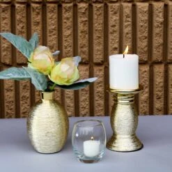 Richland Elegant Pillar Candle Holder 6" Gold Ceramic Set Of 4 -Candle Decorations 5481 1170 4 978db4b9 99a5 41a8 b1bc a8c92332df93