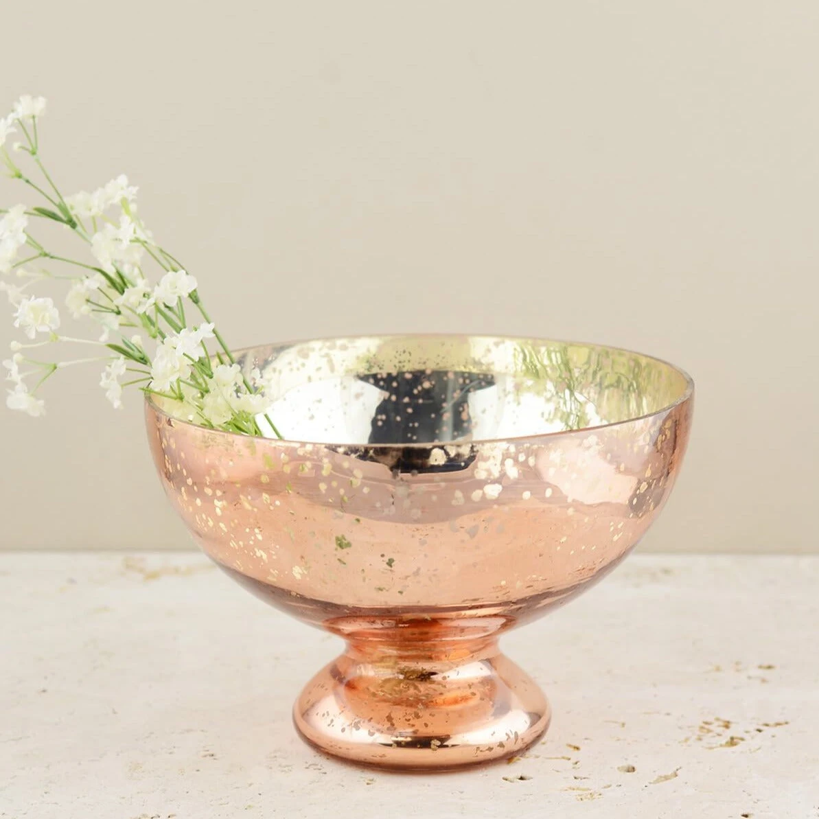Mercury Glass Compote Bowl Rose Gold 7x5in 3 Mercury Glass Compote Bowl Rose Gold 7x5in