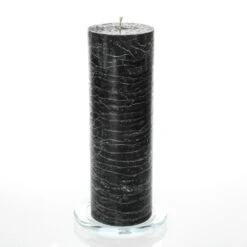 Richland Rustic Pillar Candle 3"x 9" Black Set Of 6