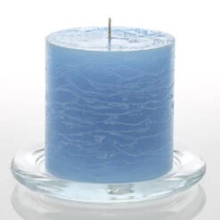 Richland Rustic Pillar Candle 3"x 3" Light Blue Set Of 12