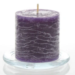 Richland Rustic Pillar Candle 3"x 3" Purple Set Of 24