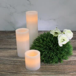 Richland Flameless LED Pillar Candles 3"x3", 3"x6" & 3"x9" White Set Of 18 -Candle Decorations 7103 7106 7109 4418