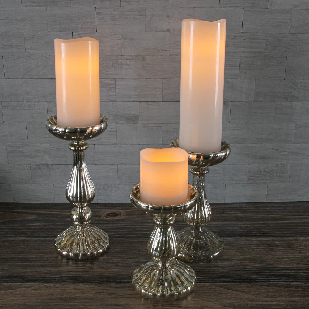 Richland Flameless LED Wavy Top Pillar Candles 3"x3", 3"x6" & 3"x9" White Set Of 3 5 Richland Flameless LED Wavy Top Pillar Candles 3"x3", 3"x6" & 3"x9" White Set Of 3 - Image 3