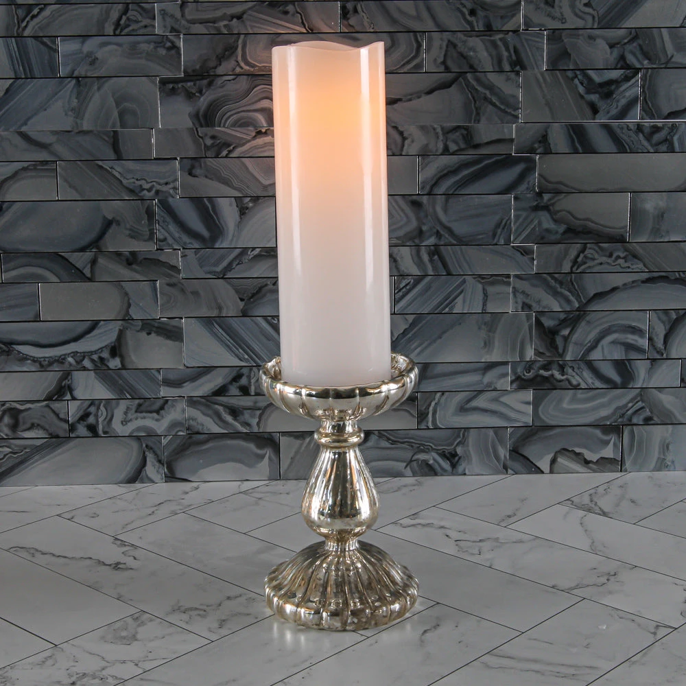 Richland Flameless LED Wavy Top Pillar Candle White 3"x9" Set Of 6 4 Richland Flameless LED Wavy Top Pillar Candle White 3"x9" Set Of 6 - Image 2
