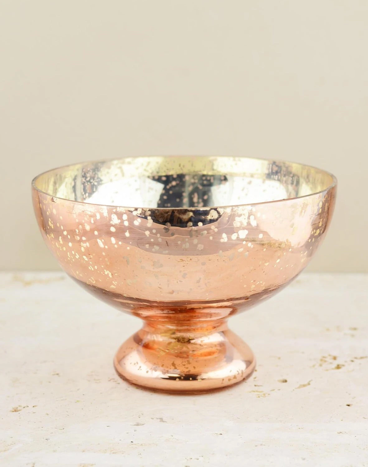 Mercury Glass Compote Bowl Rose Gold 7x5in 4 Mercury Glass Compote Bowl Rose Gold 7x5in - Image 2