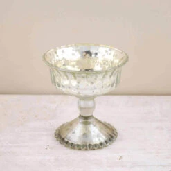 Silver Mercury Glass Compote 4.75"