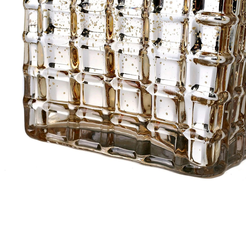 Gold Mercury Mosaic Glass Cube 4.75" - Square Vase & Candle Holder 7 Gold Mercury Mosaic Glass Cube 4.75" - Square Vase & Candle Holder - Image 5
