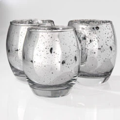 Richland Grande Hurricane Votive Holder Silver Mercury Set Of 12