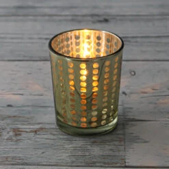 Richland Gold Dotted Glass Holder – Small Set Of 12 -Candle Decorations 9364 8632