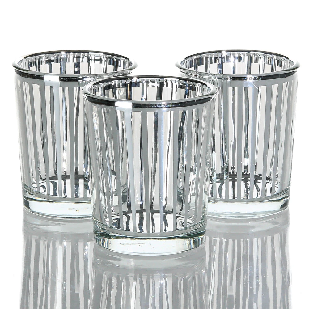 Richland Silver Stripe Glass Holder - Small Set Of 12 3 Richland Silver Stripe Glass Holder - Small Set Of 12