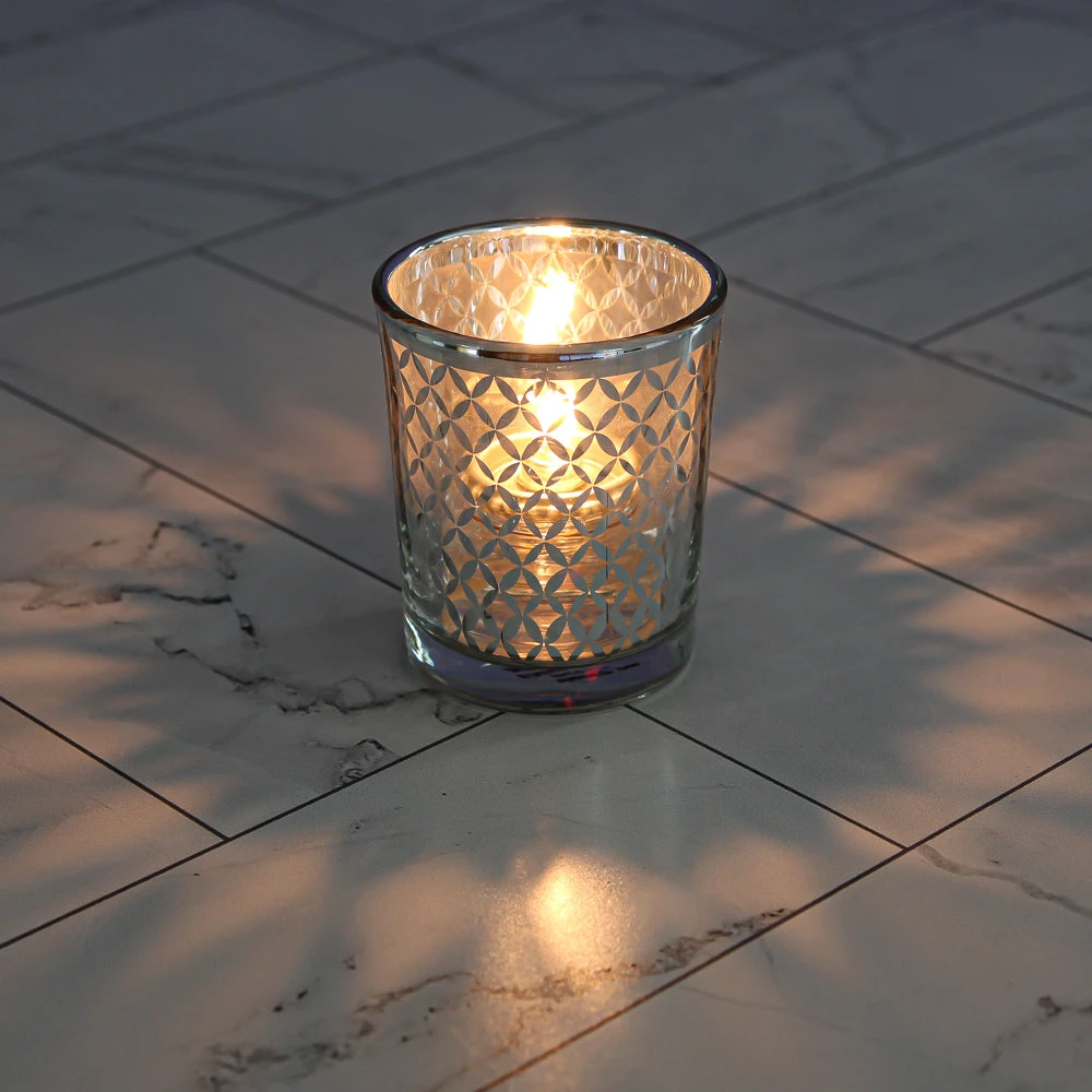 Richland Silver Lattice Glass Holder - Small Set Of 12 4 Richland Silver Lattice Glass Holder - Small Set Of 12 - Image 2