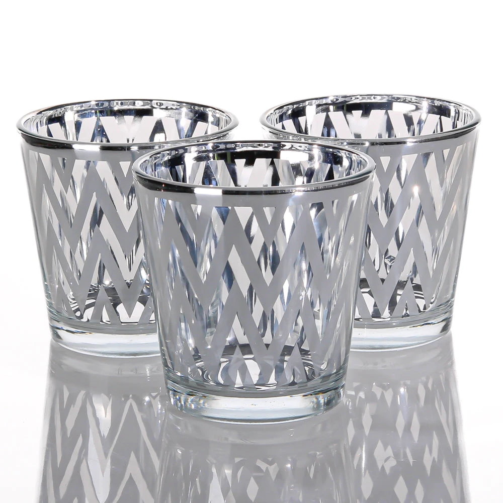 Richland Silver Chevron Glass Holder - Medium Set Of 48 3 Richland Silver Chevron Glass Holder - Medium Set Of 48