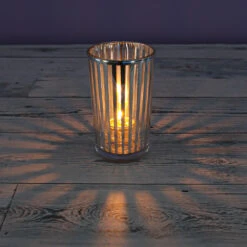 Richland Silver Stripe Glass Holder - Large Set Of 48 -Candle Decorations 9378 8776