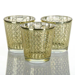 Richland Gold Lattice Glass Holder - Medium Set Of 12