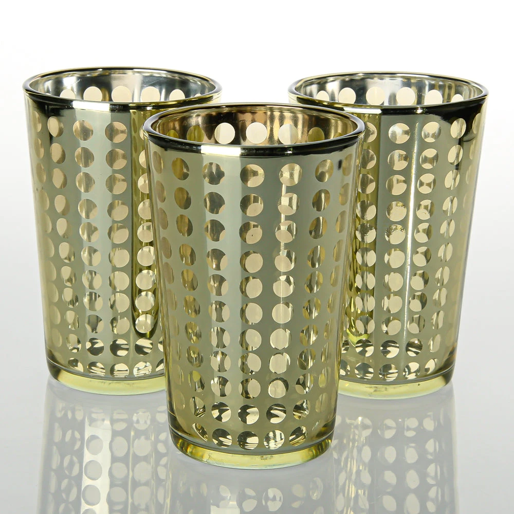 Richland Gold Dotted Glass Holder - Large Set Of 12 3 Richland Gold Dotted Glass Holder - Large Set Of 12