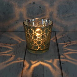 Richland Gold Hexagonal Glass Holder - Medium Set Of 48 -Candle Decorations 9526 8792
