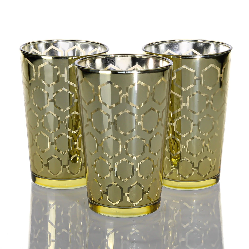 Richland Gold Hexagonal Glass Holder - Large Set Of 48 3 Richland Gold Hexagonal Glass Holder - Large Set Of 48