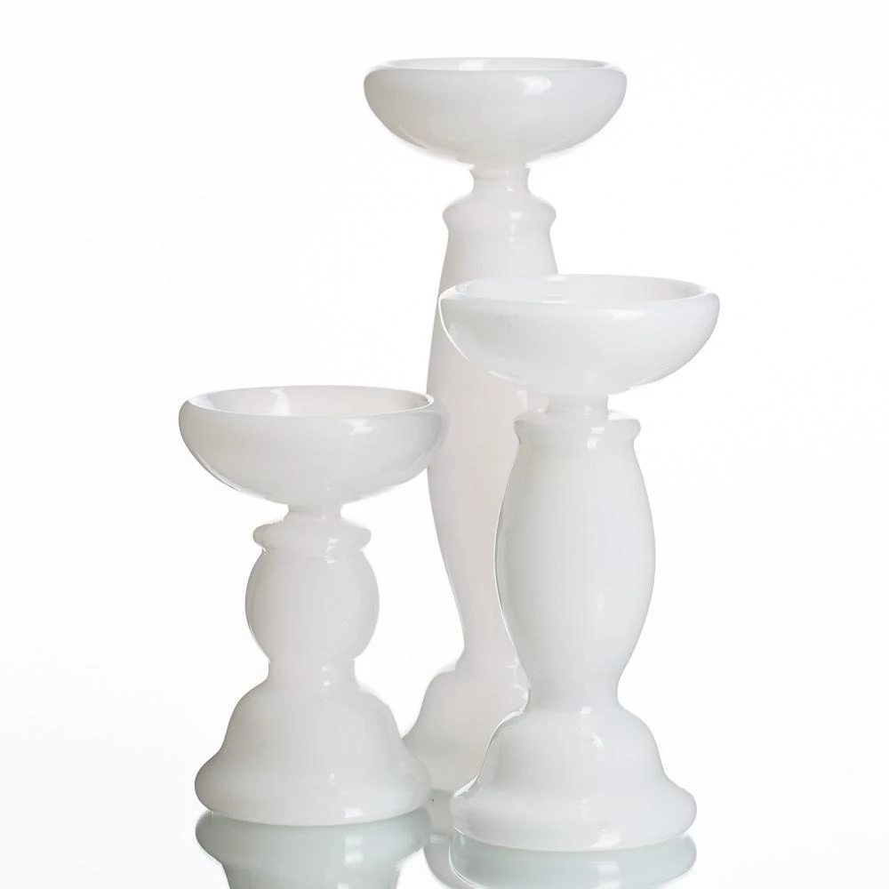 Richland White Glass Pillar Candle Holder Set Of 3 3 Richland White Glass Pillar Candle Holder Set Of 3