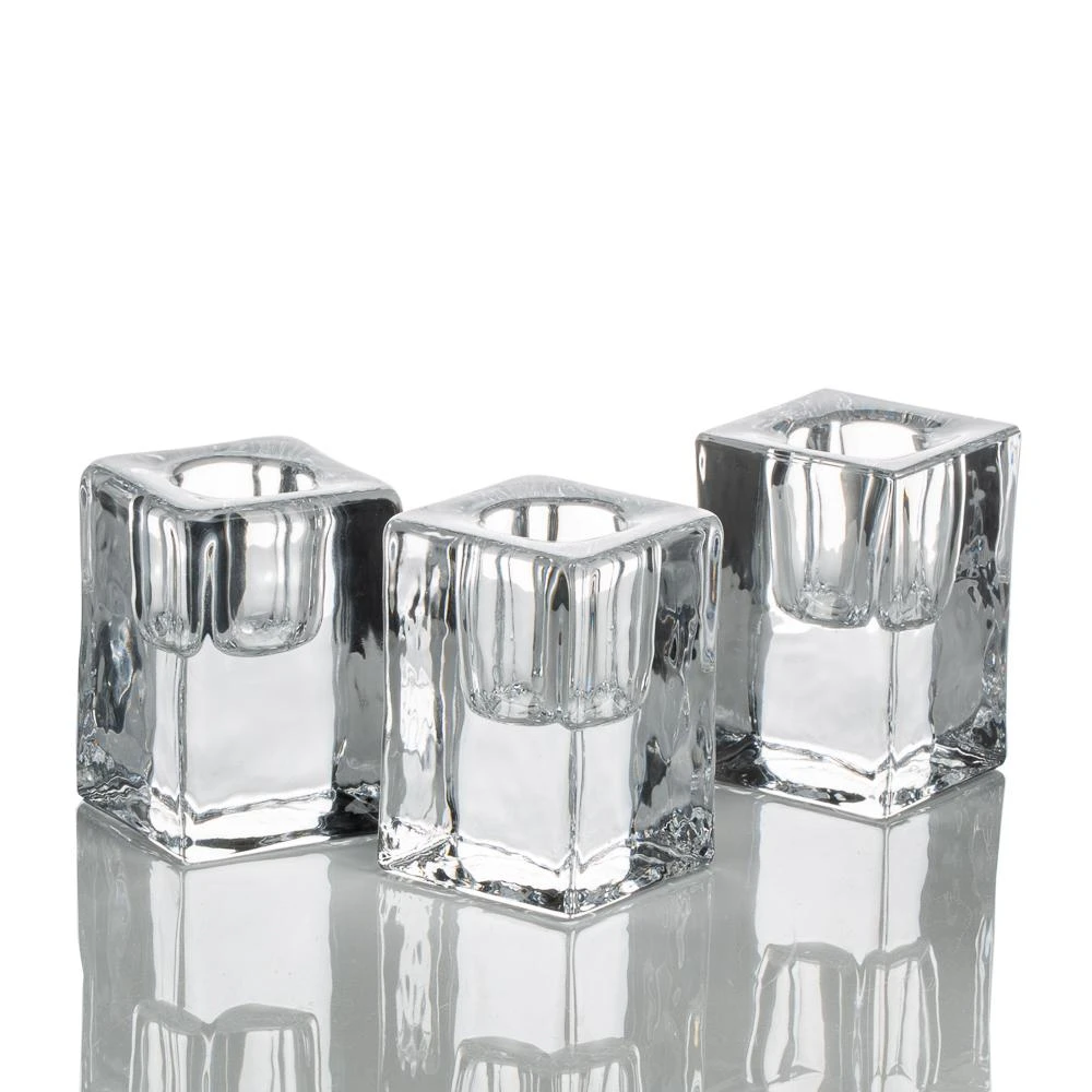 Richland Square Glass Taper Candle Holder 2.5" Set Of 48 3 Richland Square Glass Taper Candle Holder 2.5" Set Of 48