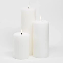 Richland Pillar Candles 4"x6", 4"x9" & 4"x12" White Set Of 18