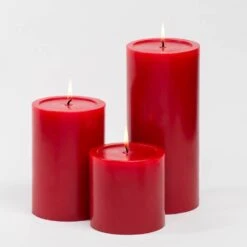 Richland Pillar Candles 4"x4", 4"x6" & 4"x9" Red Set Of 3