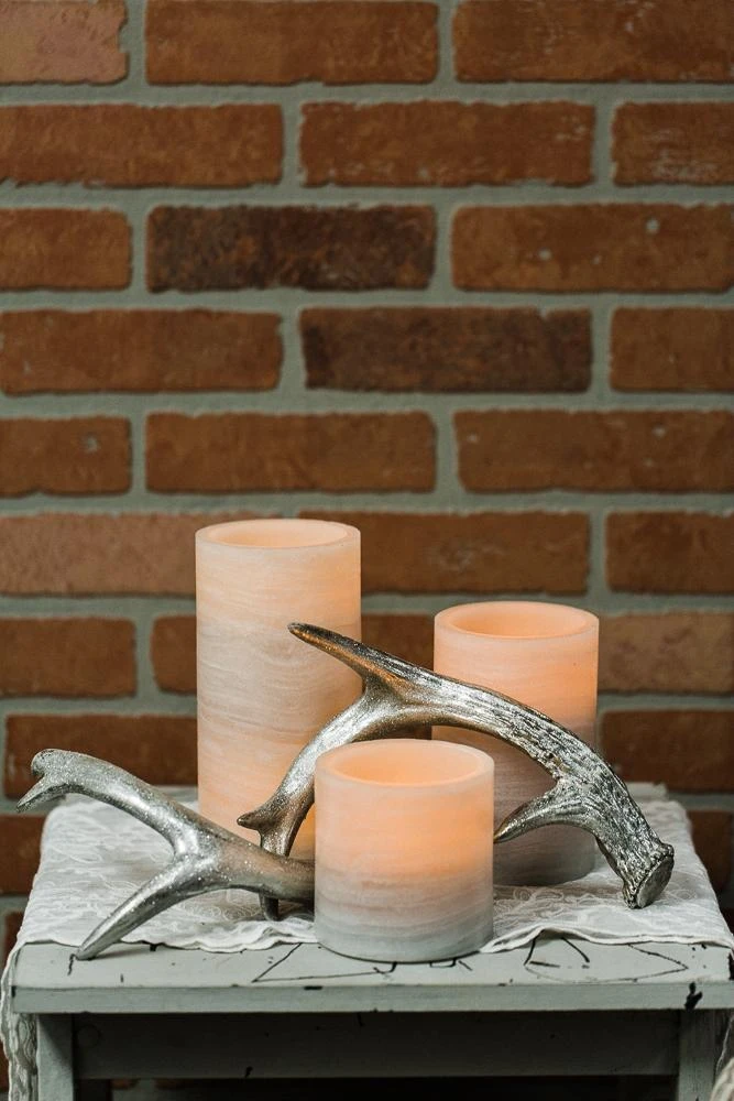 Richland Flameless LED Pillar Candle Marble 4" X 6" 4 Richland Flameless LED Pillar Candle Marble 4" X 6" - Image 2