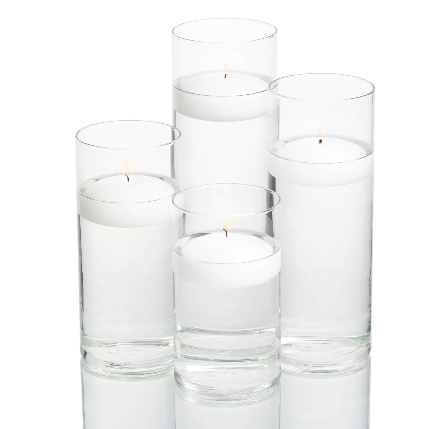 Richland Floating Candles & Eastland Cylinder Holders Set Of 4 3 Richland Floating Candles & Eastland Cylinder Holders Set Of 4