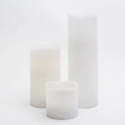 Richland Flameless LED Wavy Top Pillar Candles 3"x3", 3"x6" & 3"x9" White Set Of 18 -Candle Decorations 967a2939 1