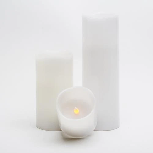 Richland Flameless LED Wavy Top Pillar Candles 3"x3", 3"x6" & 3"x9" White Set Of 3 6 Richland Flameless LED Wavy Top Pillar Candles 3"x3", 3"x6" & 3"x9" White Set Of 3 - Image 4