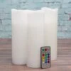 Richland Flameless LED Remote Control Wavy Top Pillar Candle White 3"x9" Set Of 3