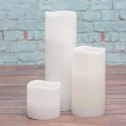 Richland Flameless LED Wavy Top Pillar Candle White 3"x9" Set Of 6 12 Richland Flameless LED Wavy Top Pillar Candle White 3"x9" Set Of 6 -Candle Decorations 967a3043 3