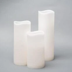 Richland 4" Large LED Pillar Candle With Wavy Top (3 Sizes) - Set Of 18