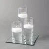 Eastland Square Mirror And Cylinder Vase Centerpiece With Richland 3" Floating Candles Set Of 84