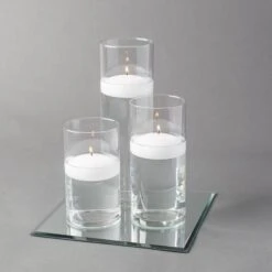 Eastland Square Mirror And Cylinder Vase Centerpiece With Richland 3" Floating Candles Set Of 7