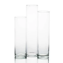 Eastland Tall Cylinder Vases 13" , 15" & 17" Set Of 3