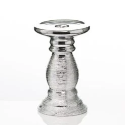 Richland Elegant Pillar Candle Holder 6" Silver Ceramic Set Of 4
