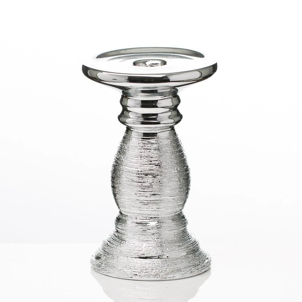 Richland Elegant Pillar Candle Holder 6" Silver Ceramic Set Of 4 3 Richland Elegant Pillar Candle Holder 6" Silver Ceramic Set Of 4