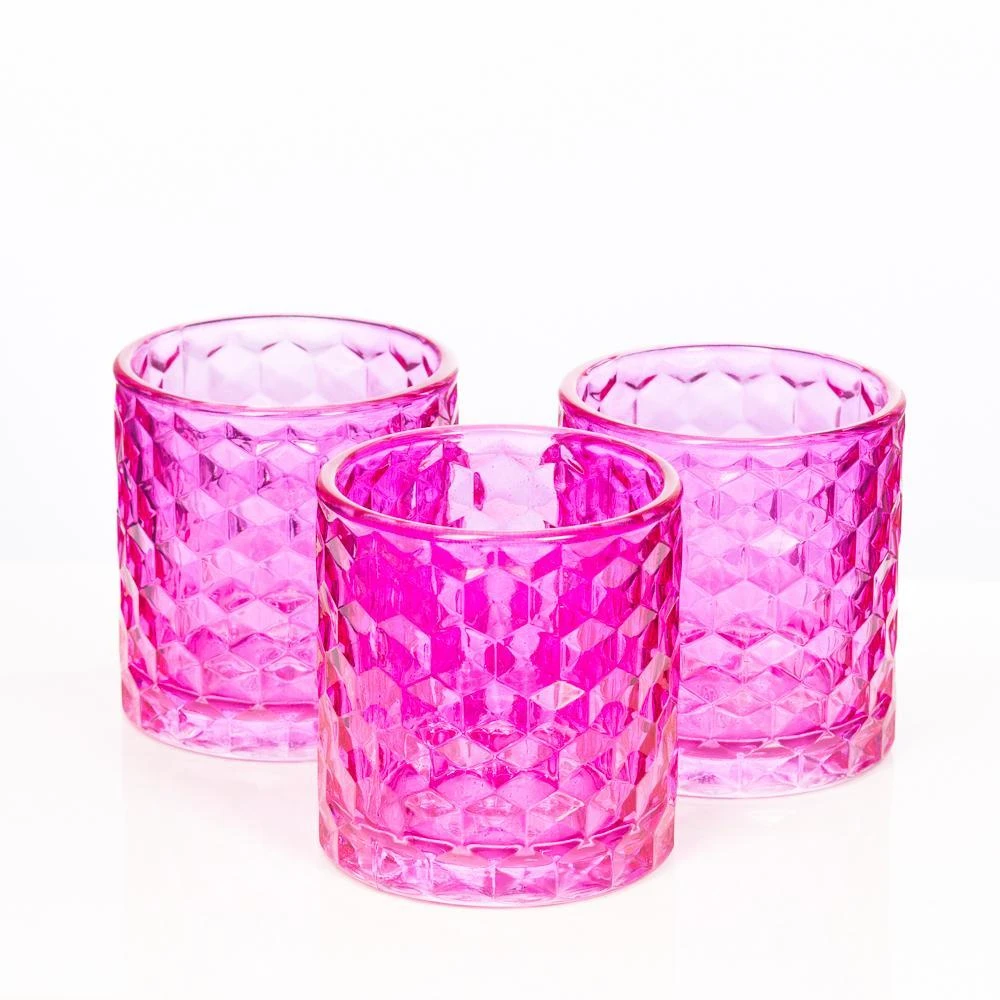 Richland Pink Chunky Honeycomb Glass Votive & Tealight Holder Set Of 24 3 Richland Pink Chunky Honeycomb Glass Votive & Tealight Holder Set Of 24