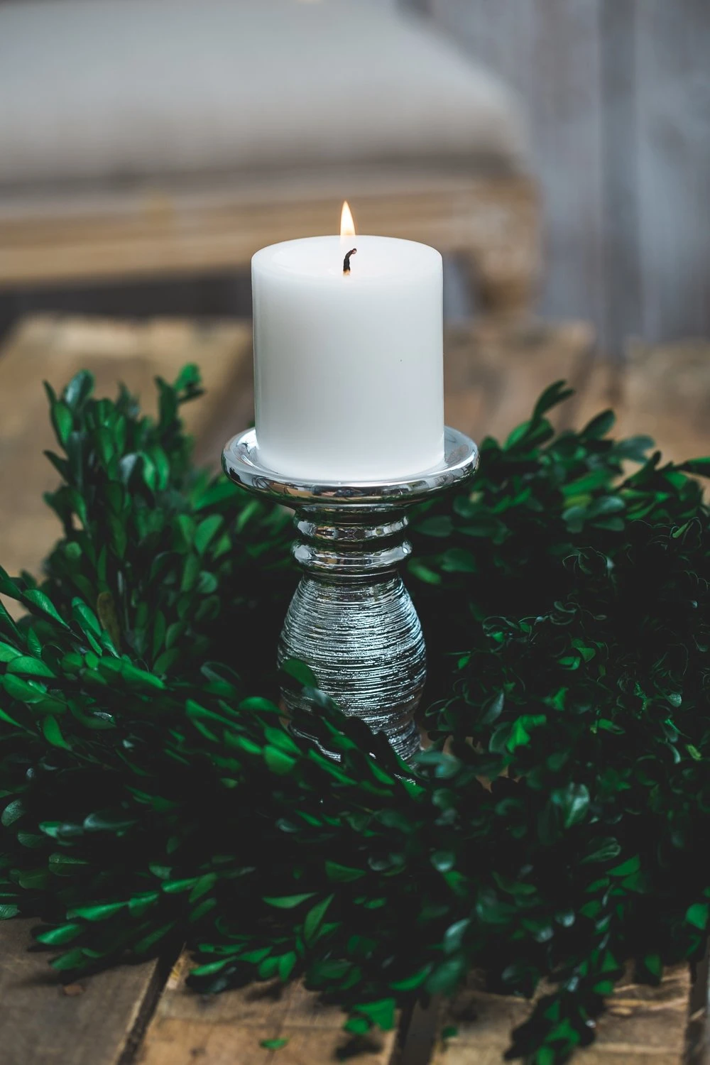 Richland Elegant Pillar Candle Holder 6" Silver Ceramic Set Of 4 4 Richland Elegant Pillar Candle Holder 6" Silver Ceramic Set Of 4 - Image 2